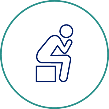 Icon of person sitting down thinking