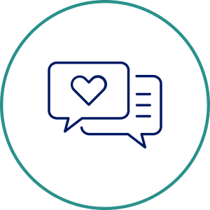 Icon of chat bubbles with a heart