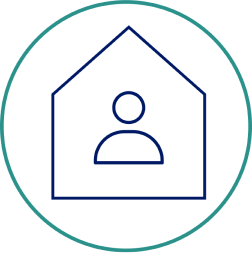Patient alone at home icon