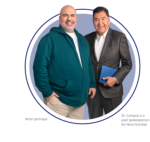 Dr. Campos and patient with obesity standing side-by-side
