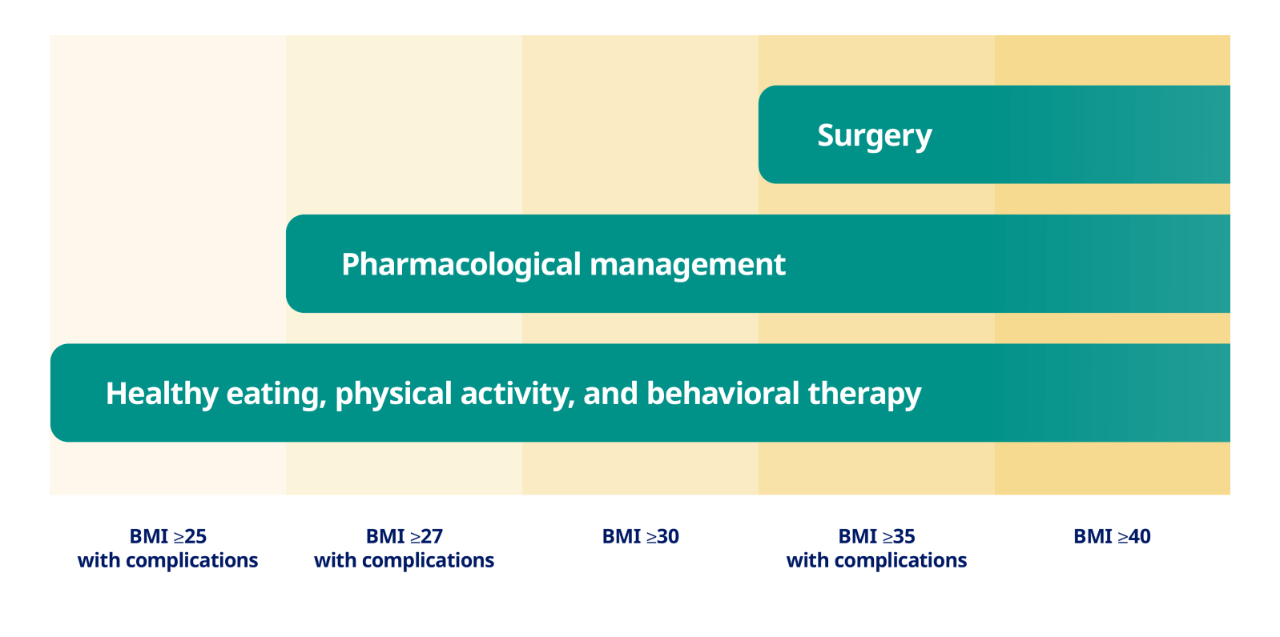 Graphic of different treatment options for patients with obesity