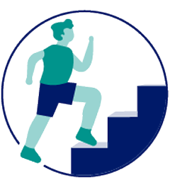 Person walking up stairs icon