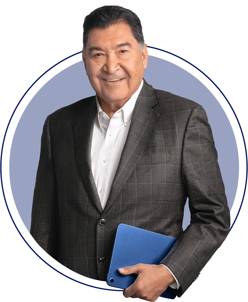 Dr. Carlos Campos holding a tablet